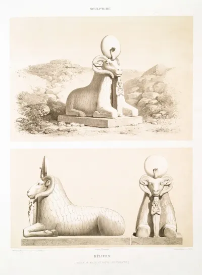 Sculpture Beliers Temple De Mauth Et Khons Xviiie Dynastie