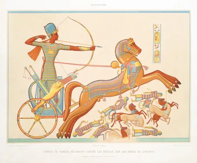 Sculpture Combat De Ramses Meiamoun Contre Les Khetas Sur Les Bords De Loronte Thebes Ramesseum Xixe Dynastie