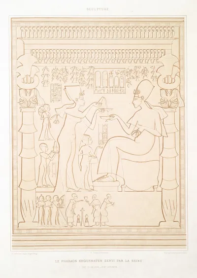 Sculpture Le Pharaon Khouenaten Servi Par La Reine Tell Al Amarna Xviiie Dynastie