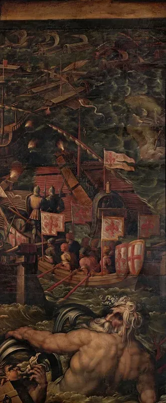 Sea Battle Between Florentines And Pisans