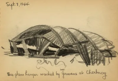 Sea Plane Hangar Wrecked By Germans At Cherbourg