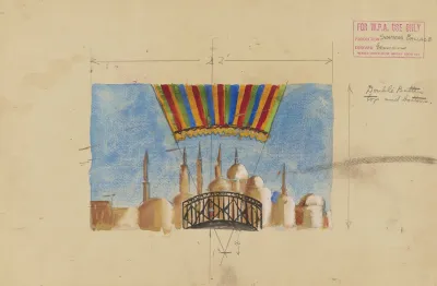Seamens Ballad Drop Painted As Canopy Of Hot Air Balloon Over City