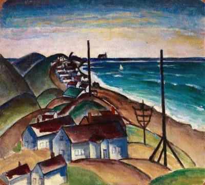 Seascape With Houses On Beach