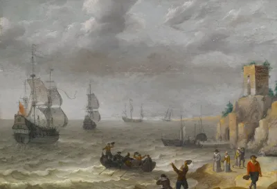 Seascape With Ruins On A Cliff