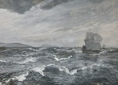 Seascape With Sailing Boat
