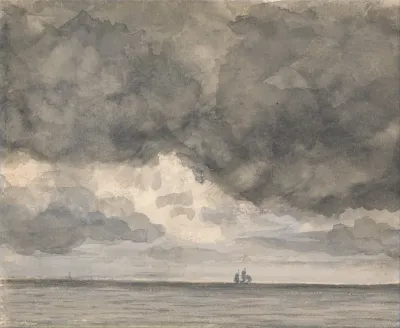Seascape With Ship And Overhanging Sky