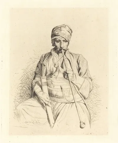Seated Arab With Pipe