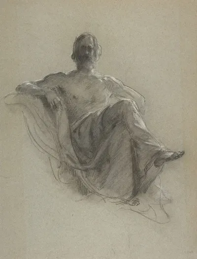 Seated Bearded Man Nude To The Waist Jupiter Seated