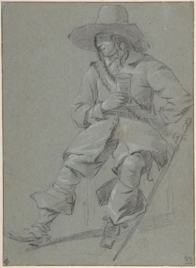Seated Cavalier With Glass