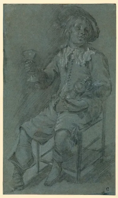 Seated Cavalier With Wine Glass