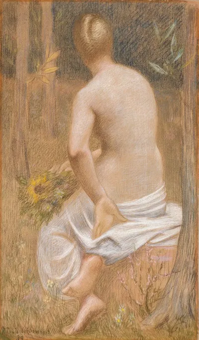 Seated Female Figure Seen From Behind