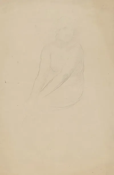 Seated Female Nude Body Facing Left Head Facing Right