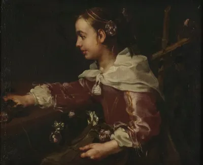 Seated Girl With Wreaths Of Roses