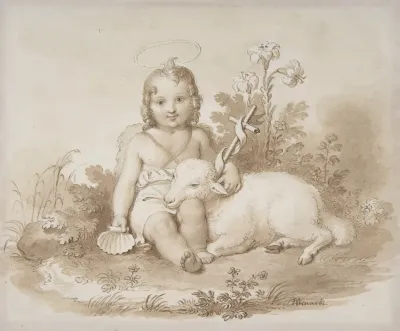 Seated John The Baptist With A Lamb In A Landscape