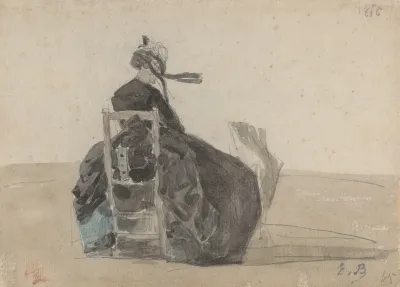 Seated Lady In Black Trouville