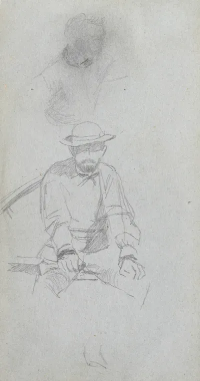 Seated Male Figure And Figure In Profile