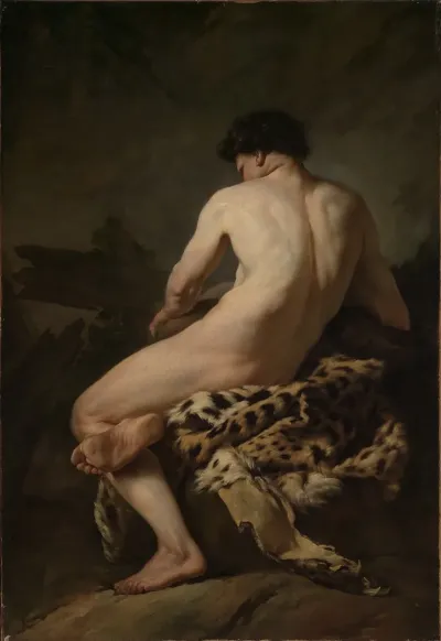 Seated Male Nude As Bacchus
