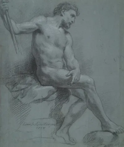 Seated Male Nude In Profile