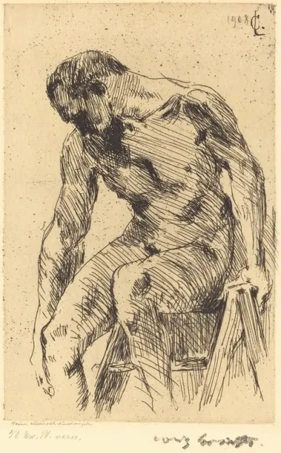 Seated Male Nude Sitzender Mannlicher Akt