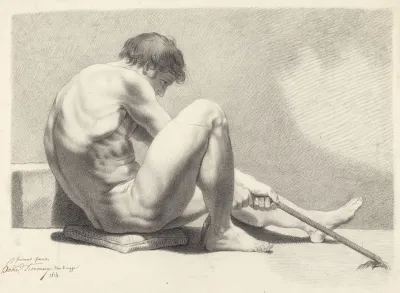 Seated Male Nude With A Rope