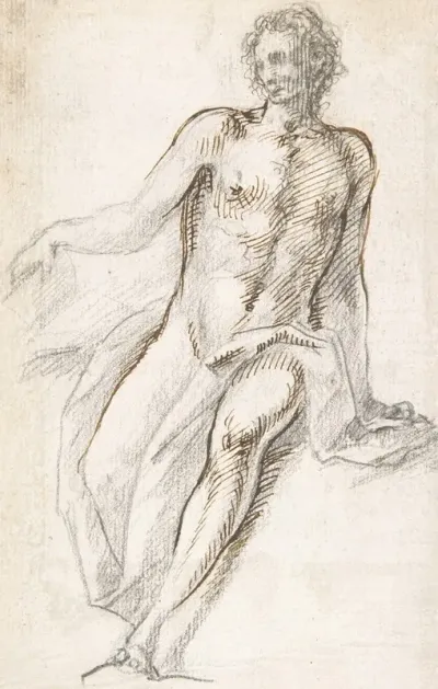 Seated Male Nude With Open Book