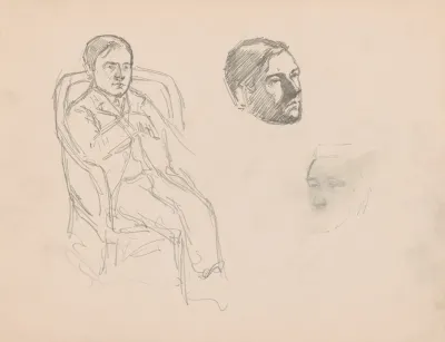 Seated Man And Two Heads