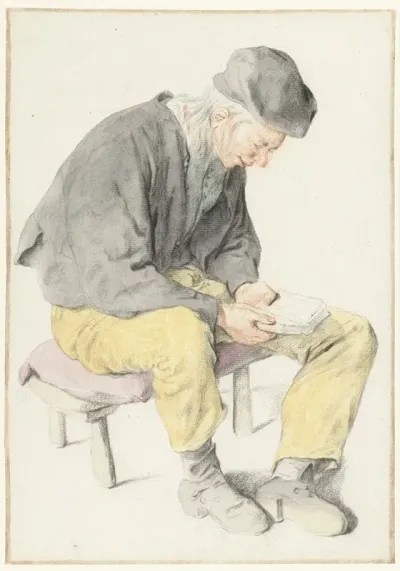 Seated Man Reading Facing Right