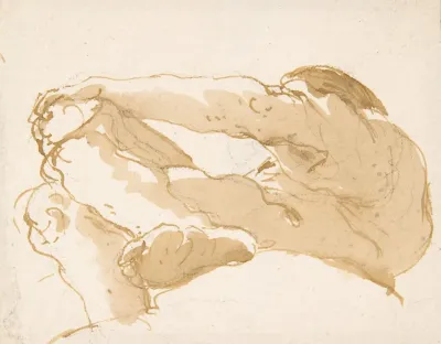 Seated Man Turned Towards The Left Seen From Below