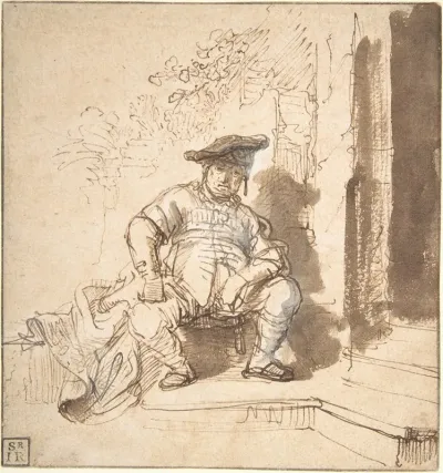 Seated Man Wearing A Flat Cap