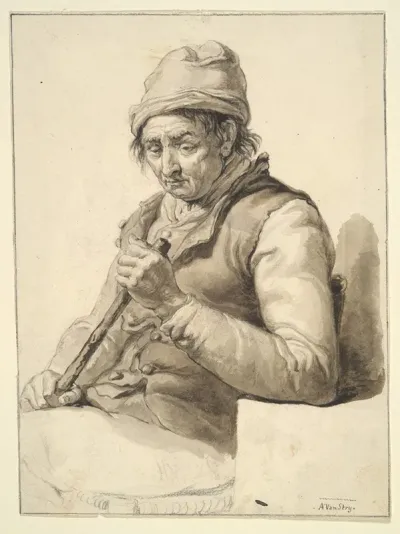 Seated Man With Stick