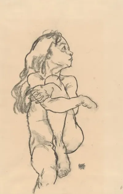Seated Nude Girl Clasping Her Left Knee