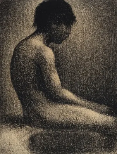 Seated Nude Study For Une Baignade
