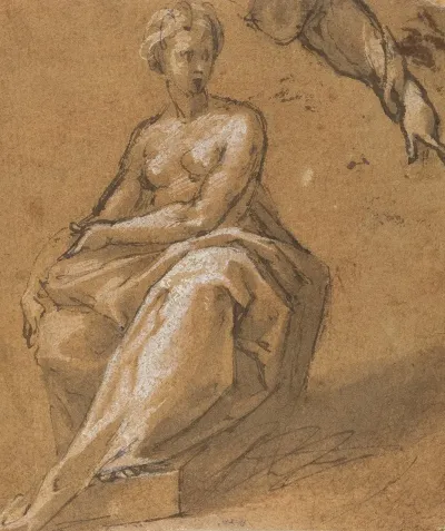 Seated Nude With Drapery
