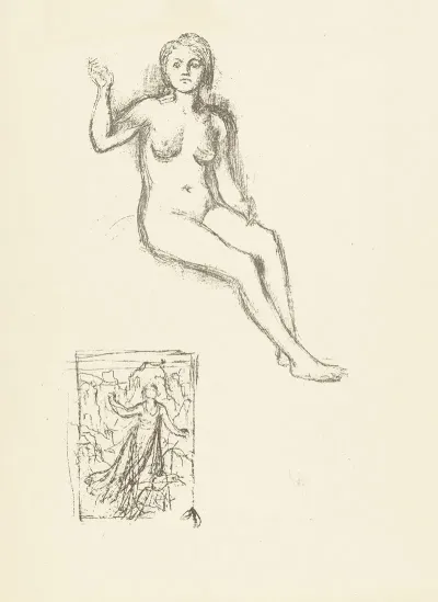 Seated Nude Woman And Woman In Landscape