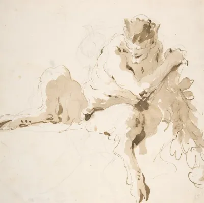 Seated Satyr Holding A Garland