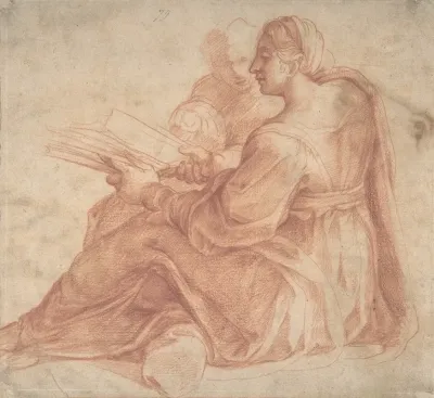 Seated Sibyl And Attendant Genius