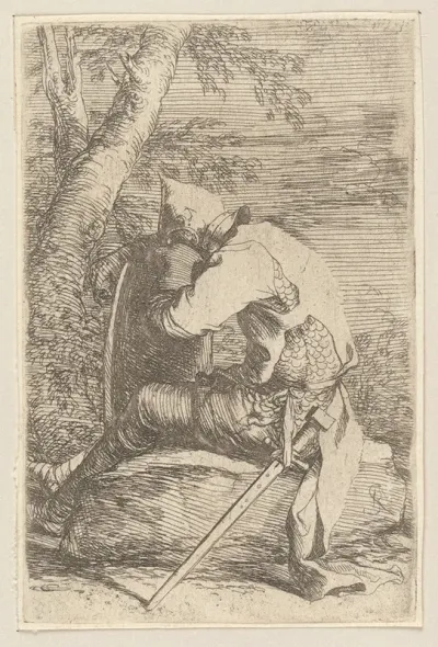 Seated Soldier Leaning On His Shield