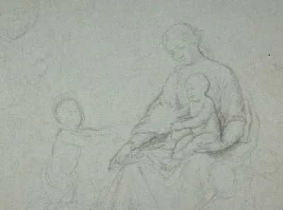 Seated Virgin And Child And Kneeling Child