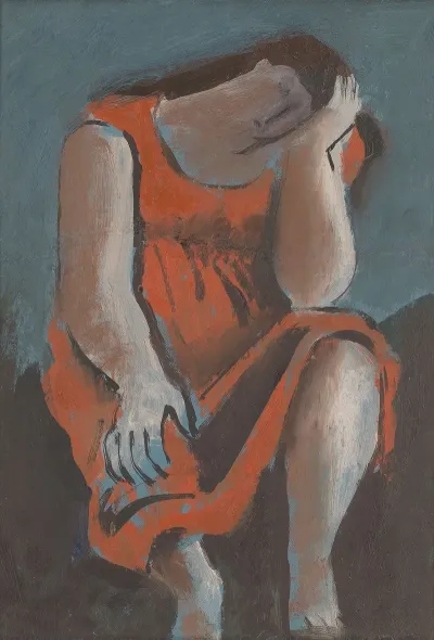 Seated Woman Head On Hand