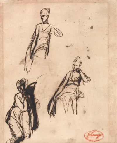 Seated Woman Three Poses