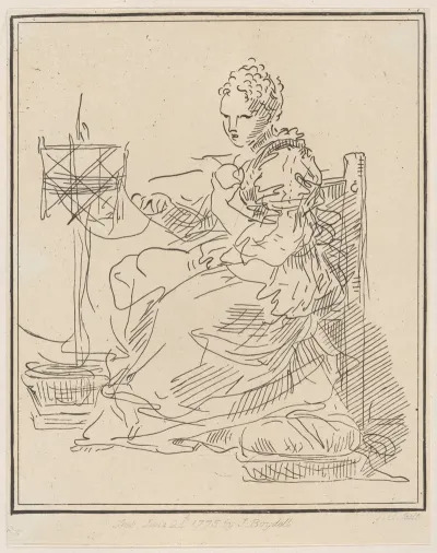 Seated Woman Winding Yarn