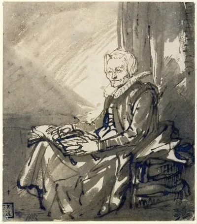 Seated Woman With An Open Book On Her Lap
