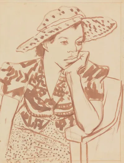 Seated Woman With Hat At Studio