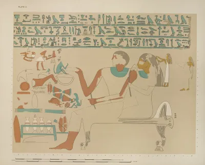 Sebeknekht And His Wife Seated On A Couch Of Ivory Inlaid With Ebony