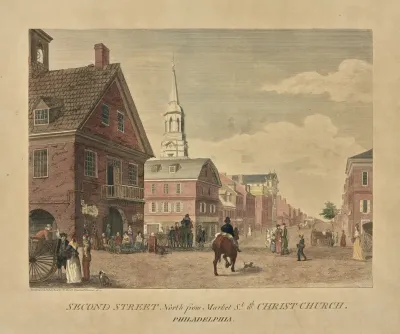 Second Street North From Market St With Christ Church Philadelphia