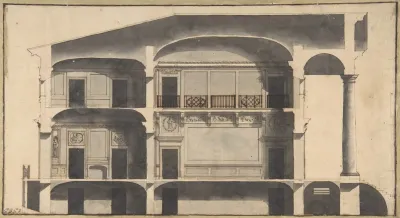 Section Of A House With Portico Seen At Right