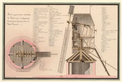 Section Perpendiculaire Du Moulin Des Verdiers Avec Des Changemens Execute Pres Guiseniers Dans La Vexin Normand Plan Au Niveau Du Plancher