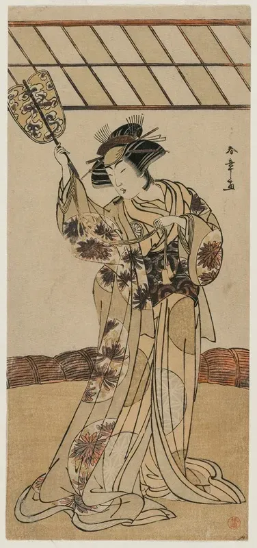 Segawa Kikunojo Ii As The Referee Of A Wrestling Match