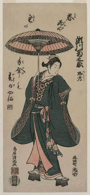 Segawa Kikunojo Roko Holding An Umbrella
