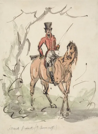 Self Portrait Hunting In A Scarlet Coat And Tall Hat